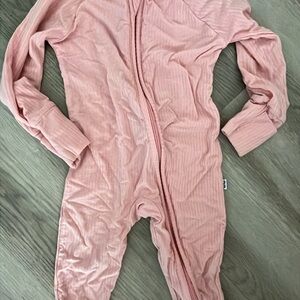 Little Sleepies Bubblegum Ribbed Zippered One-Piece Pajama